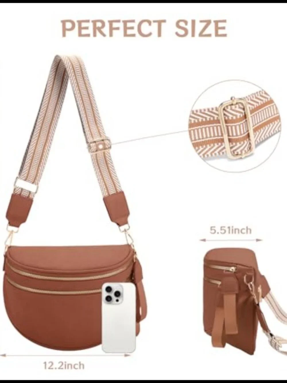 PU Leather Crossbody Sling Bag Bum Bag Travel Purse Adjustable Strap